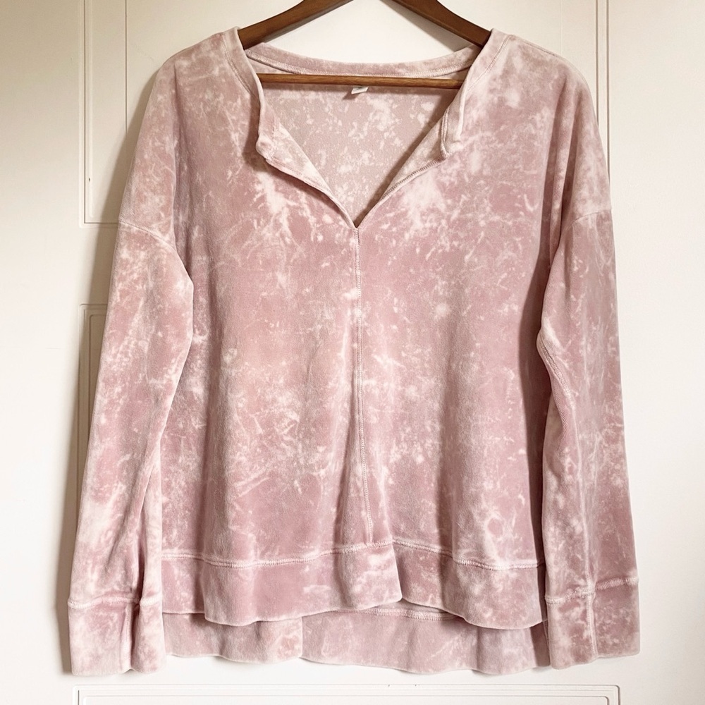 Nordstrom BP Pink Crushed Velvet V Neck Sweater / Sweatshirt Oversized S